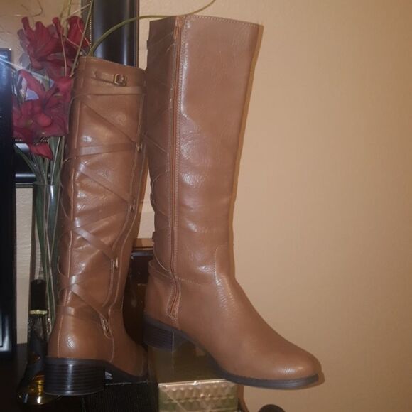 JASMINE TALL TAN RIDING BOOTS SIZE 8 - Picture 1 of 8